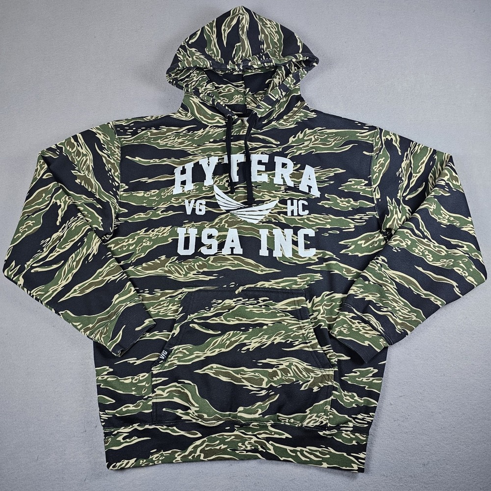 Violent Gentlemen Hoodie Mens Medium Green Tiger Stripe Fleece Pullover HYTERA